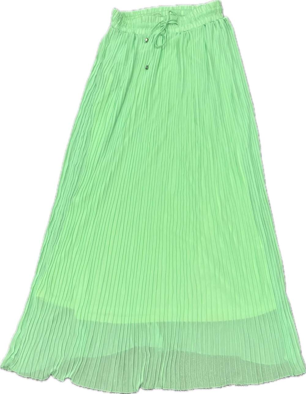Boutique Be.You.tiful Lime Green Pleated Maxi Skirt Size S